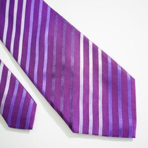 BCBG Attitude Purple‎ Woven Striped Silk Tie